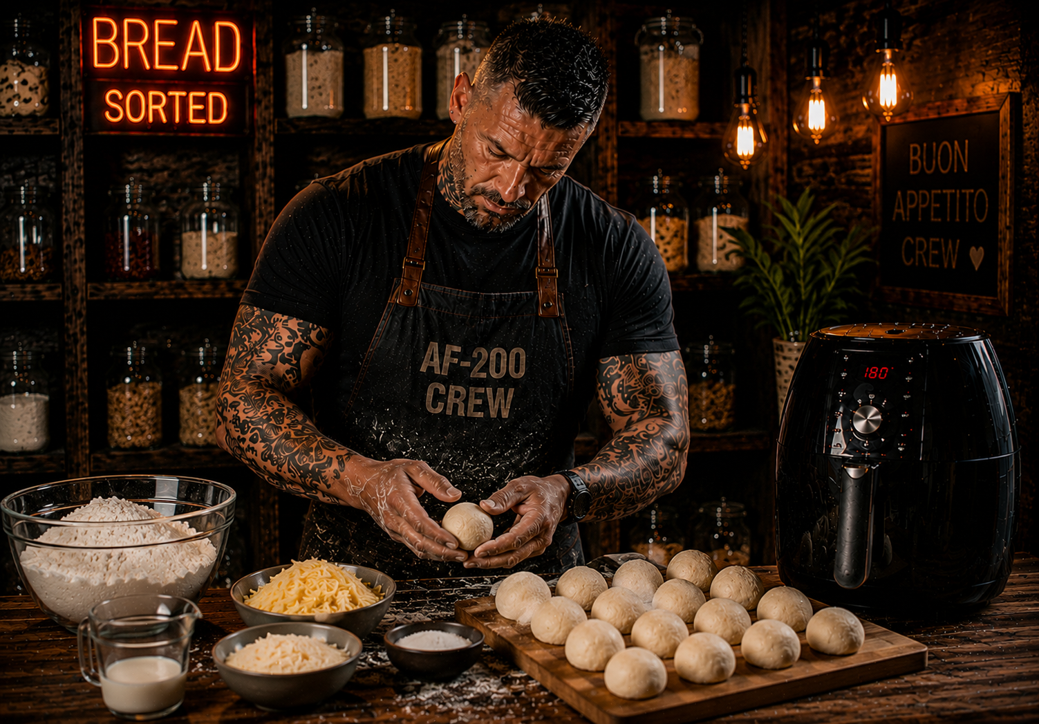 Air-Fryer Brazilian Pão De Queijo preparation stage