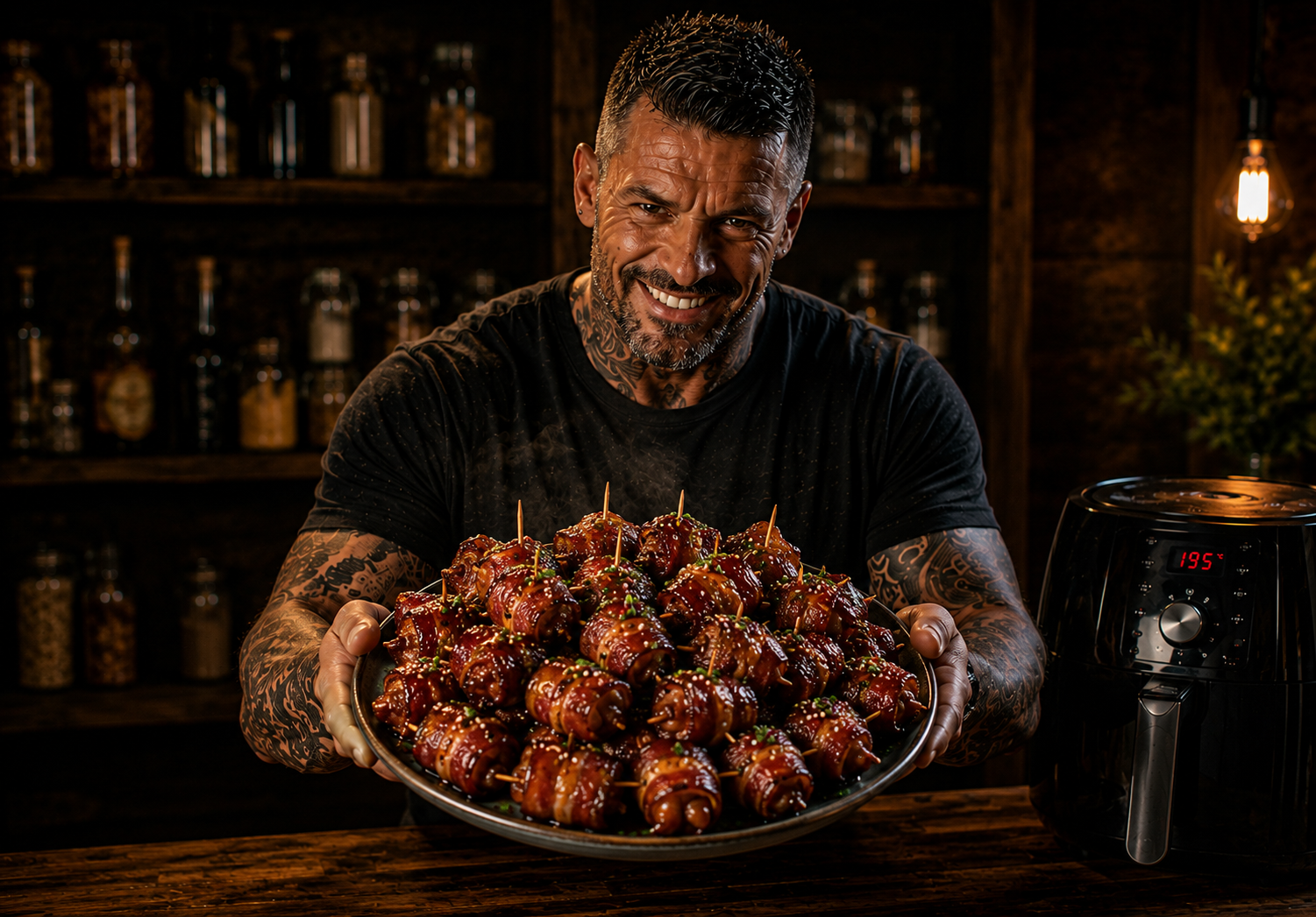 Air Fryer Brown Sugar Bacon Wrapped Sausage Bites