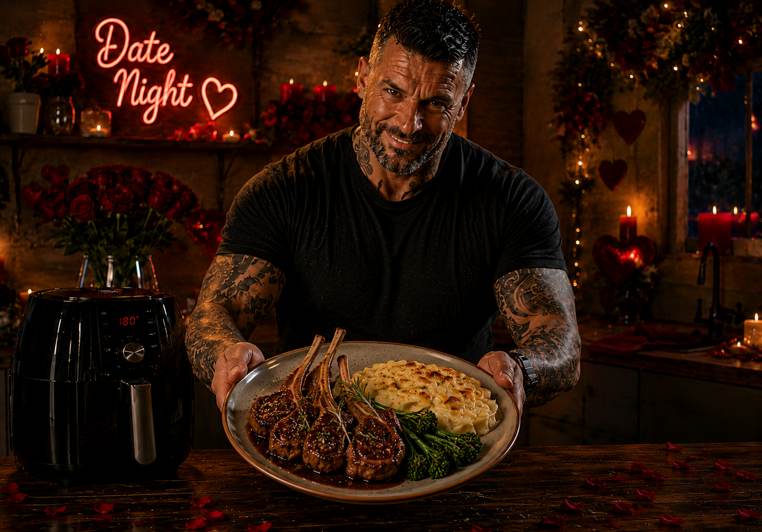 Air-Fryer Balsamic Lamb Cutlets with Dauphinoise Potatoes