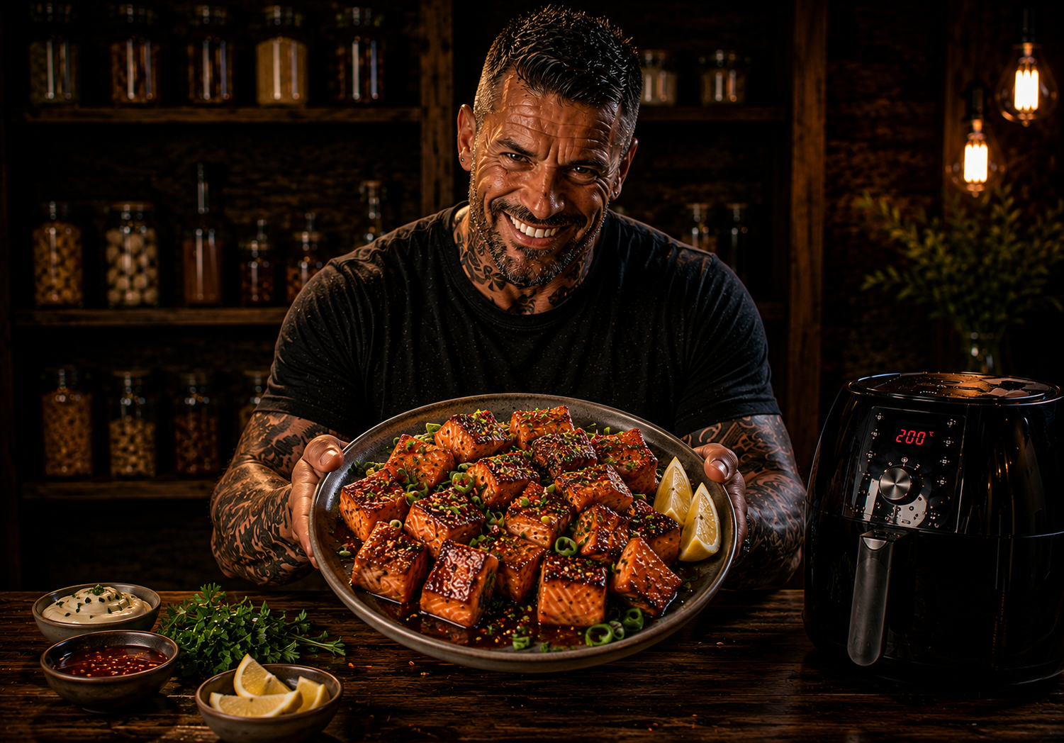 Air Fryer Cajun BBQ Salmon Bites