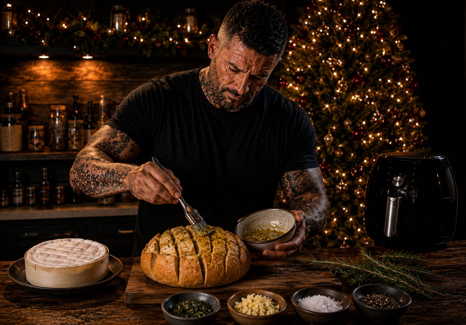 Air-Fryer Camembert Tear & Share Bread preparation stage