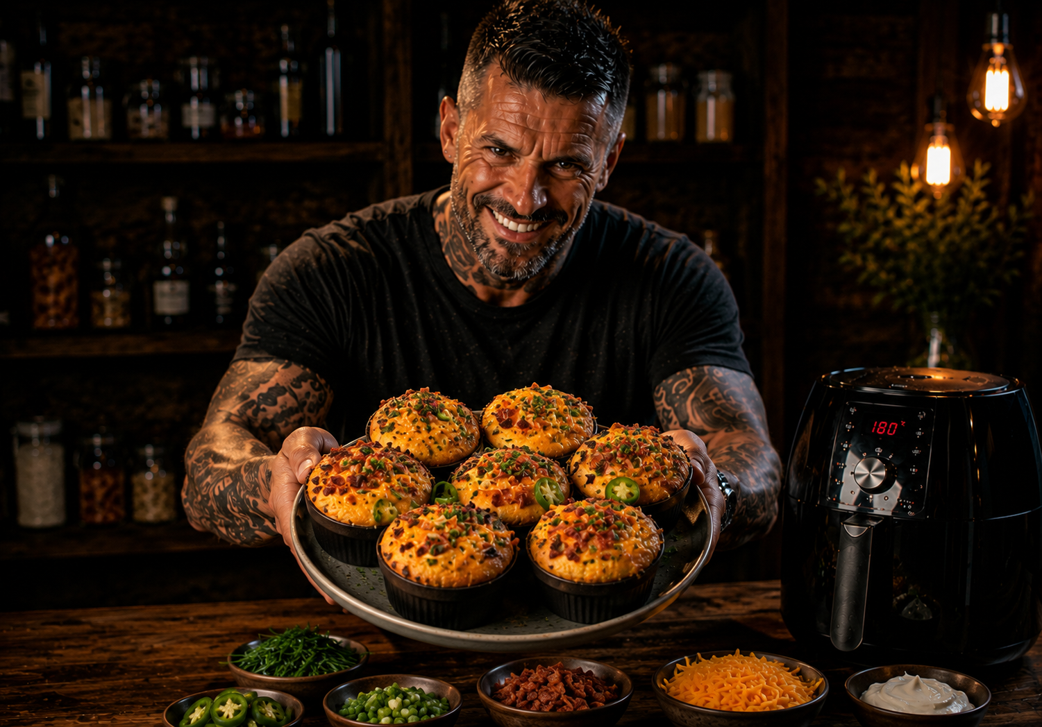 Air Fryer Charred Jalapeño Popper Cornbread Pots
