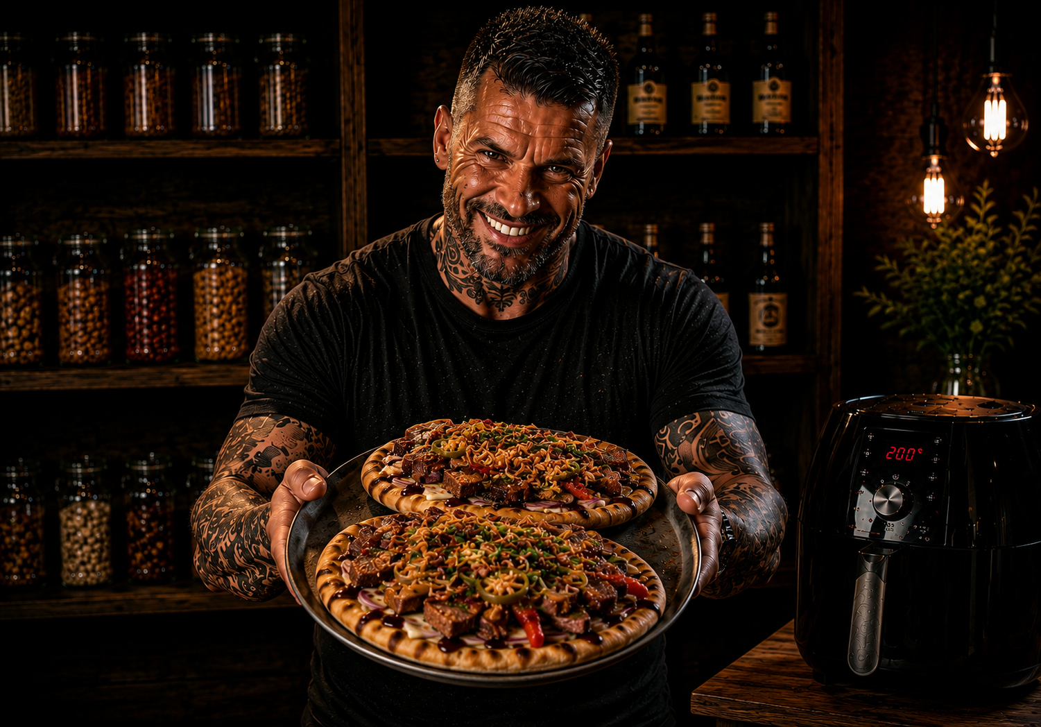 Air Fryer Charred Pepper Steak Flatbreads