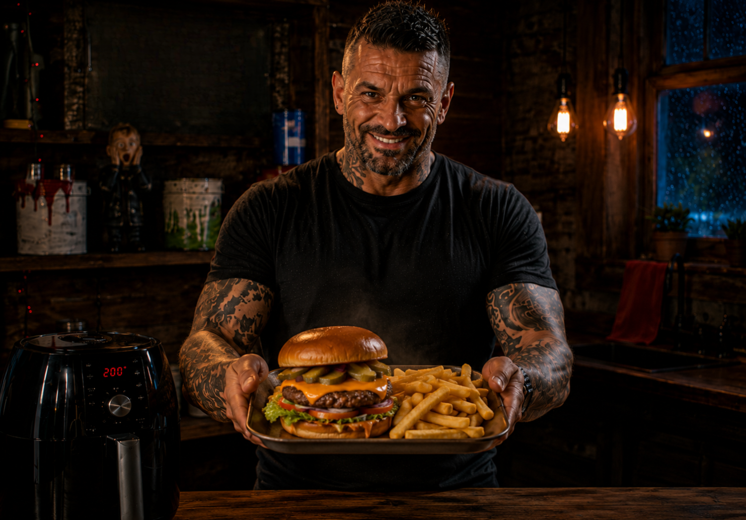 Air-Fryer Cheeseburger & Fries Tray