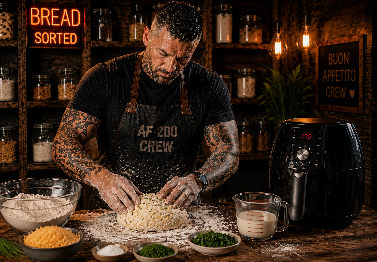 Air-Fryer Cheese & Herb Soda Bread preparation stage