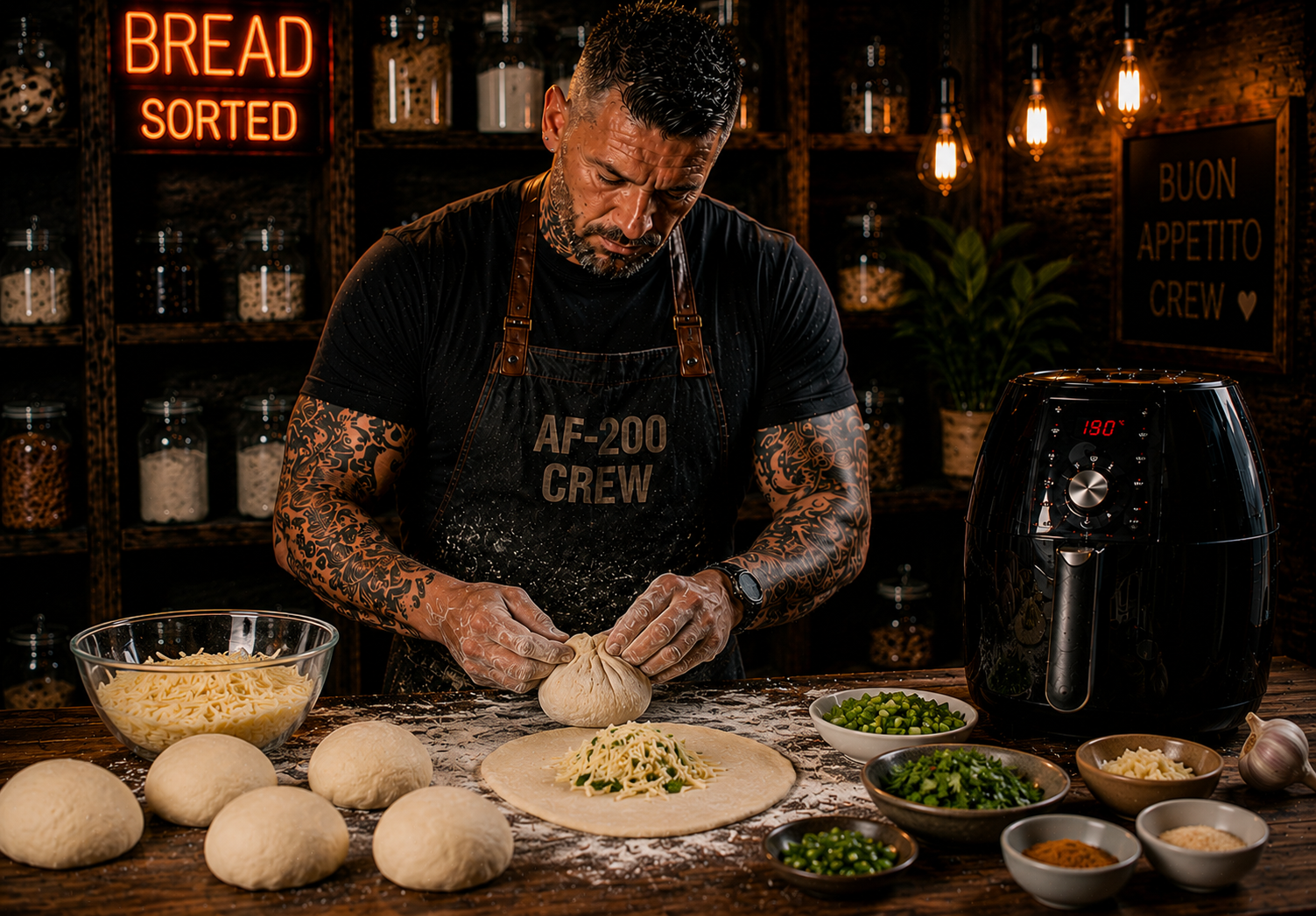 Air-Fryer Cheese Stuffed Kulcha preparation stage