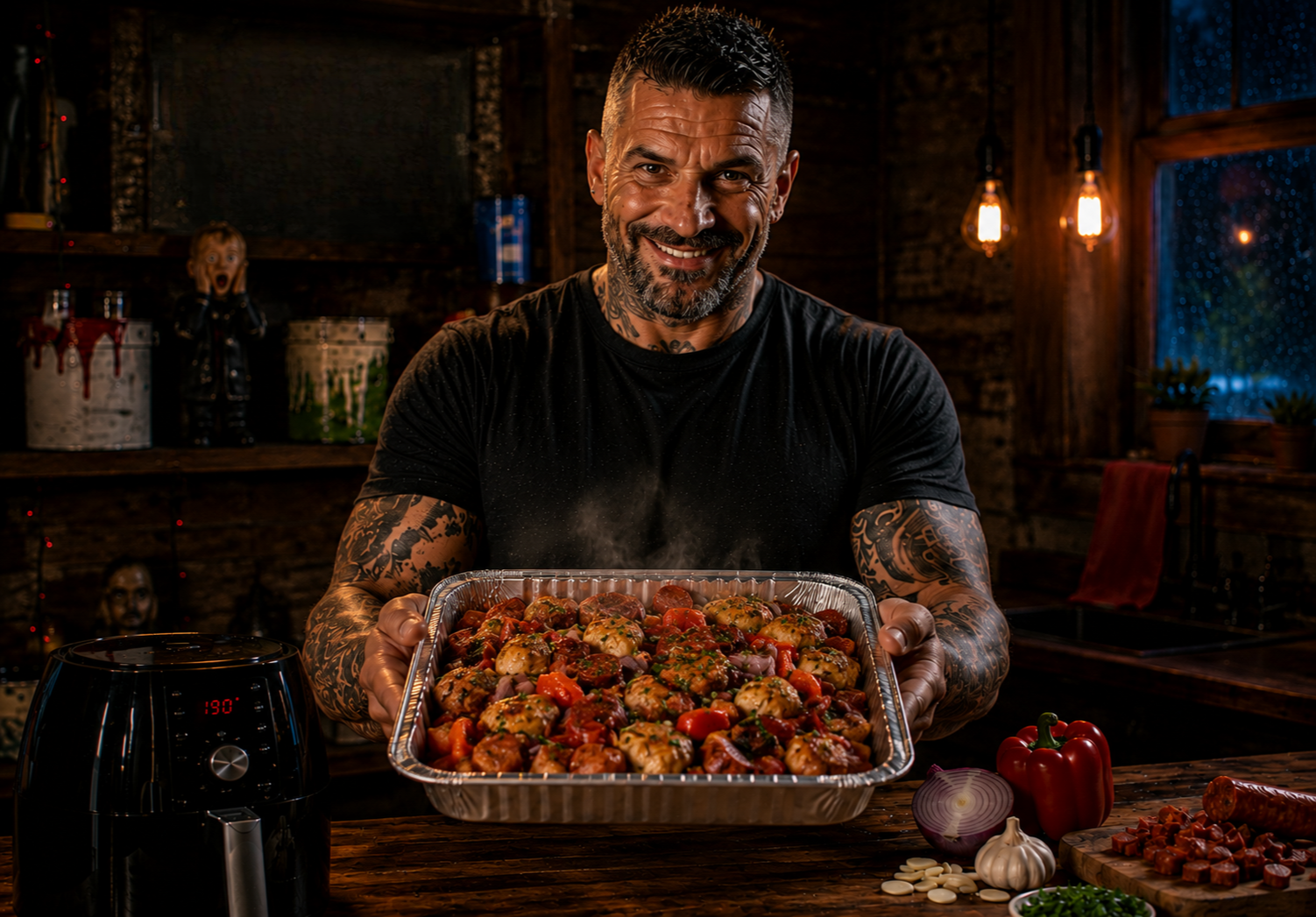 Air-Fryer Chicken & Chorizo Rice Bowl
