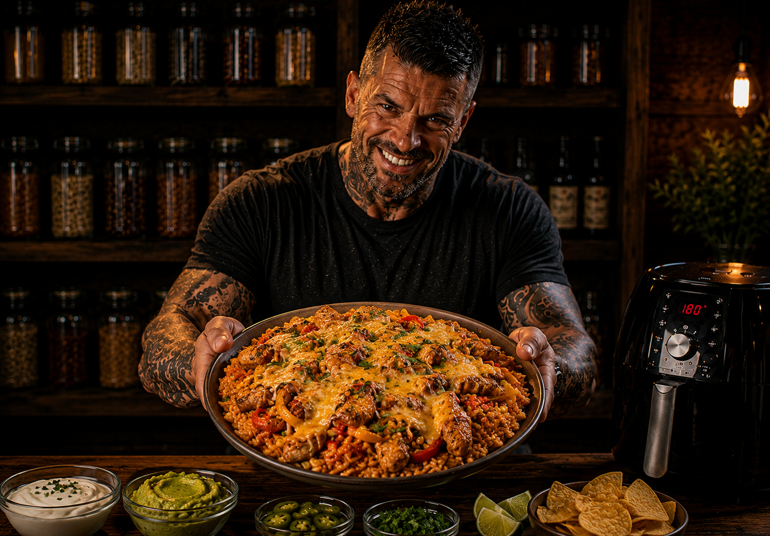 Air-Fryer Chicken Fajita Rice Bake