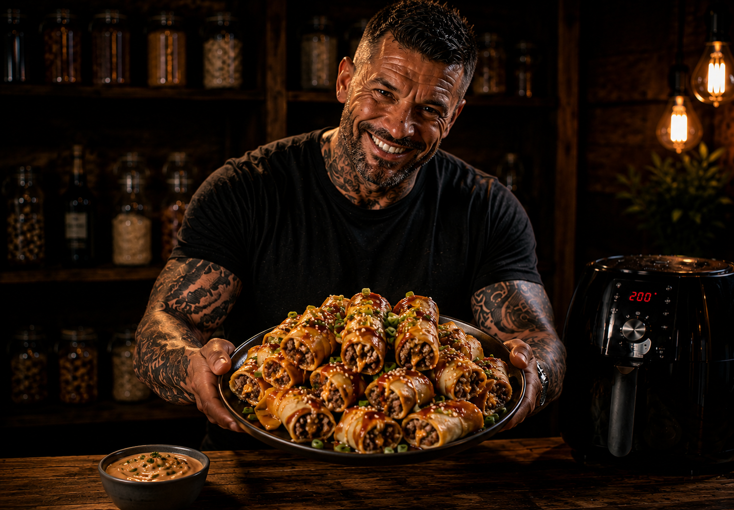 Air-Fryer Chilli Cheeseburger Spring Roll Bites