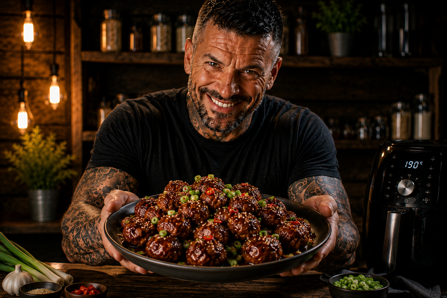 Air-Fryer Chilli Jam Pork Meatballs