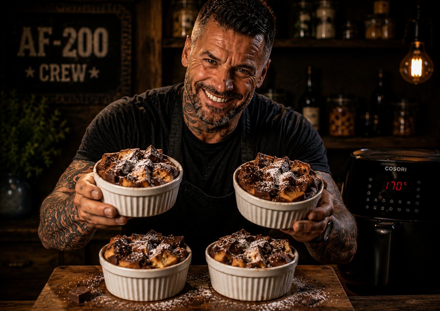Air-Fryer Chocolate Bread And Butter Pudding Pots