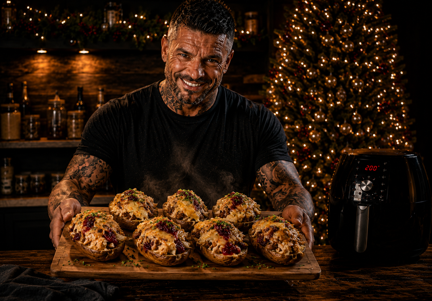 Air-Fryer Christmas Dinner Loaded Potato Skins