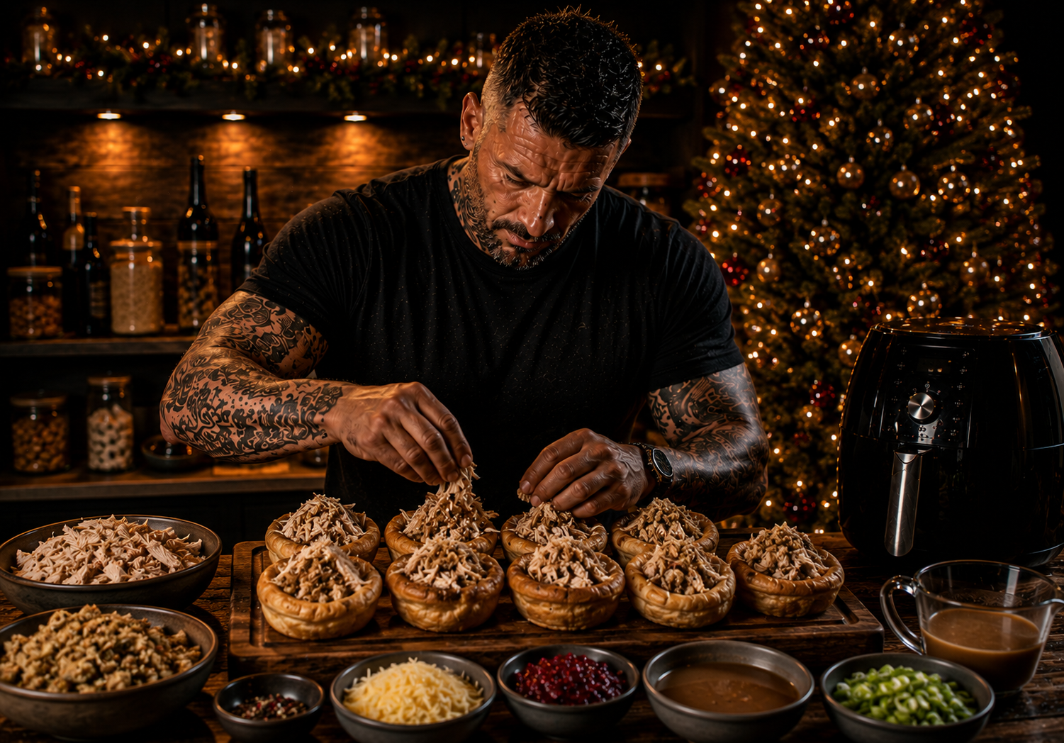 Air-Fryer Christmas Loaded Yorkshire Puddings preparation stage