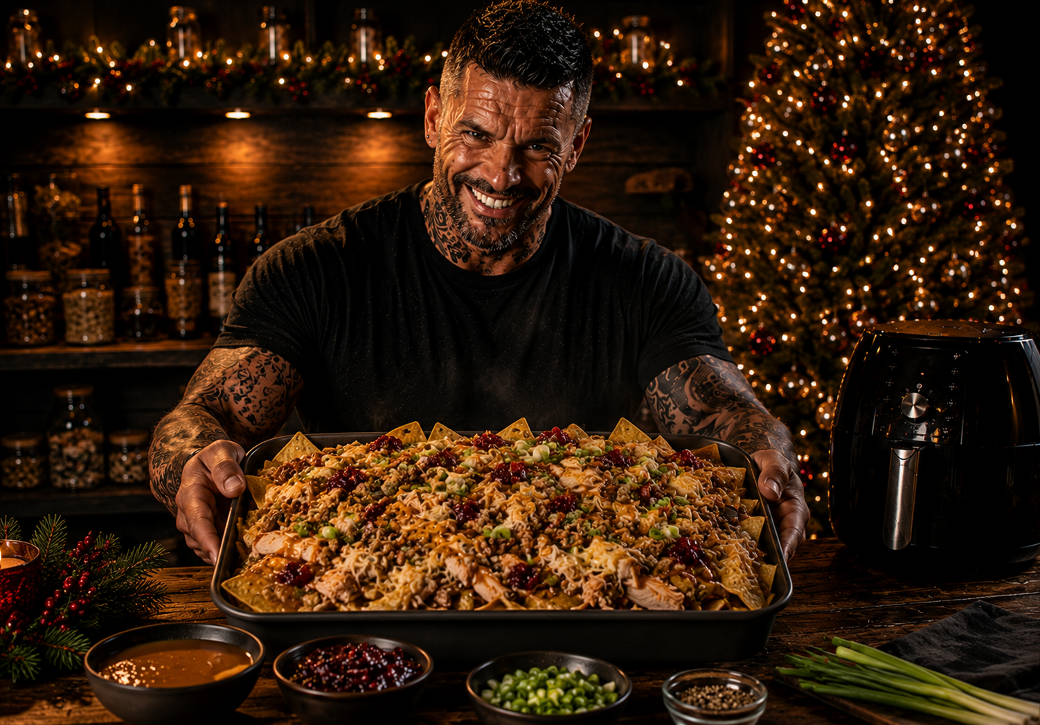 Air-Fryer Christmas Nacho Sharing Tray