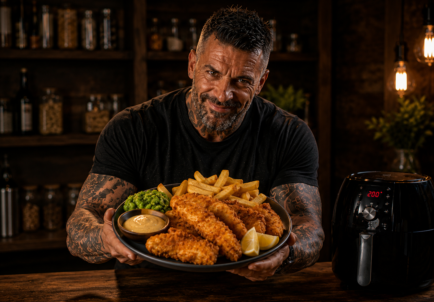 Air-Fryer British Chip-Shop Cod Goujons with Curry Mayo