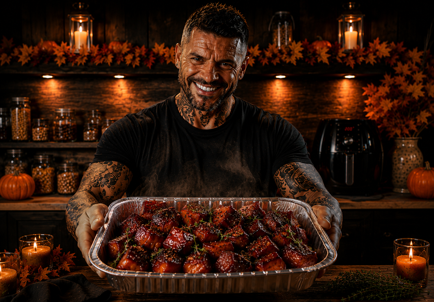 AIR-FRYER CRANBERRY GLAZED PORK BELLY BITES