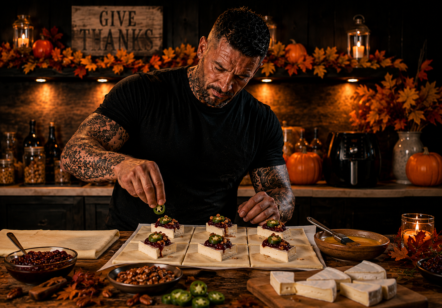 AIR-FRYER CRANBERRY JALAPEÑO BRIE PARCELS preparation stage