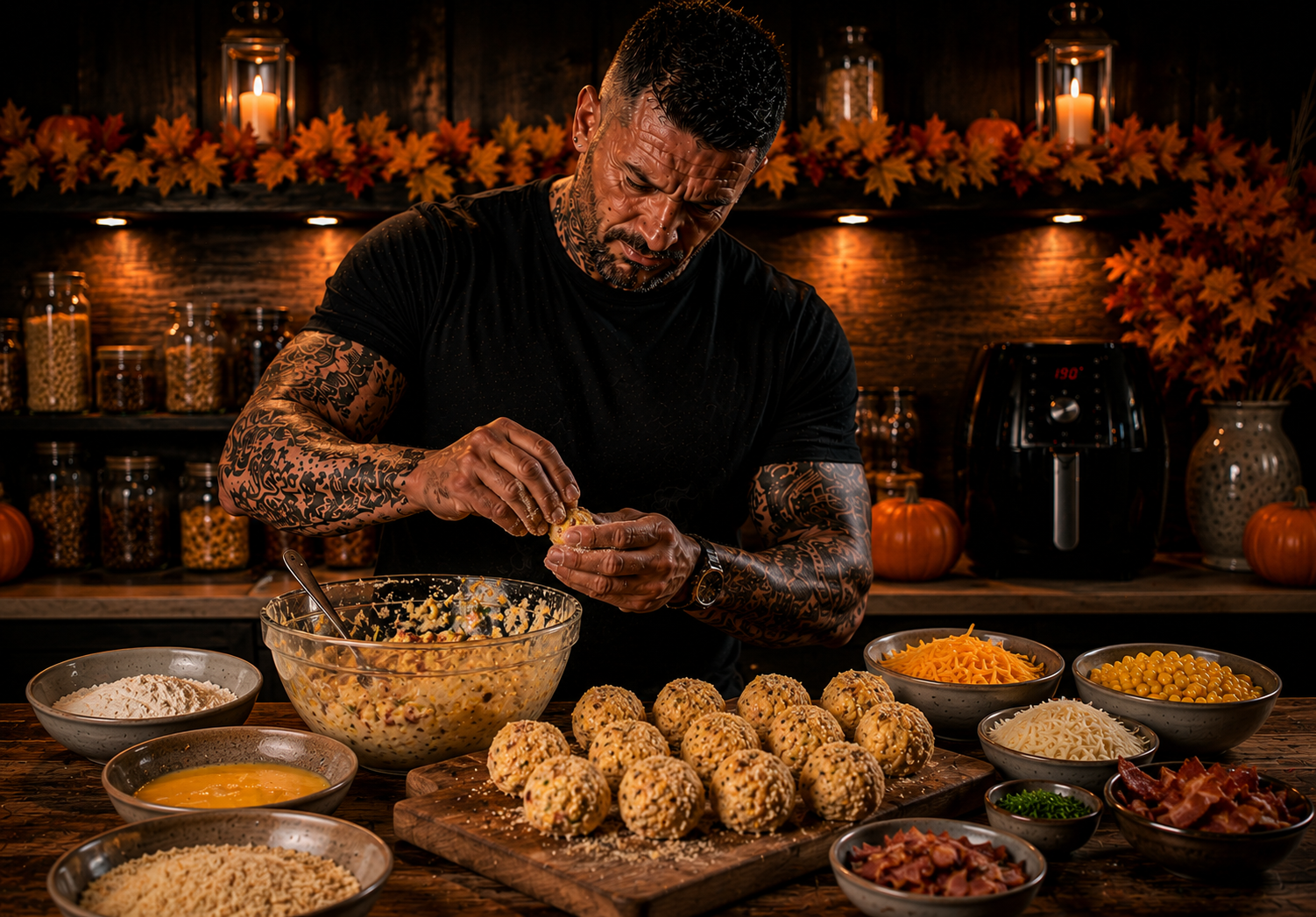 AIR-FRYER CREAMED CORN CROQUETTE BITES preparation stage