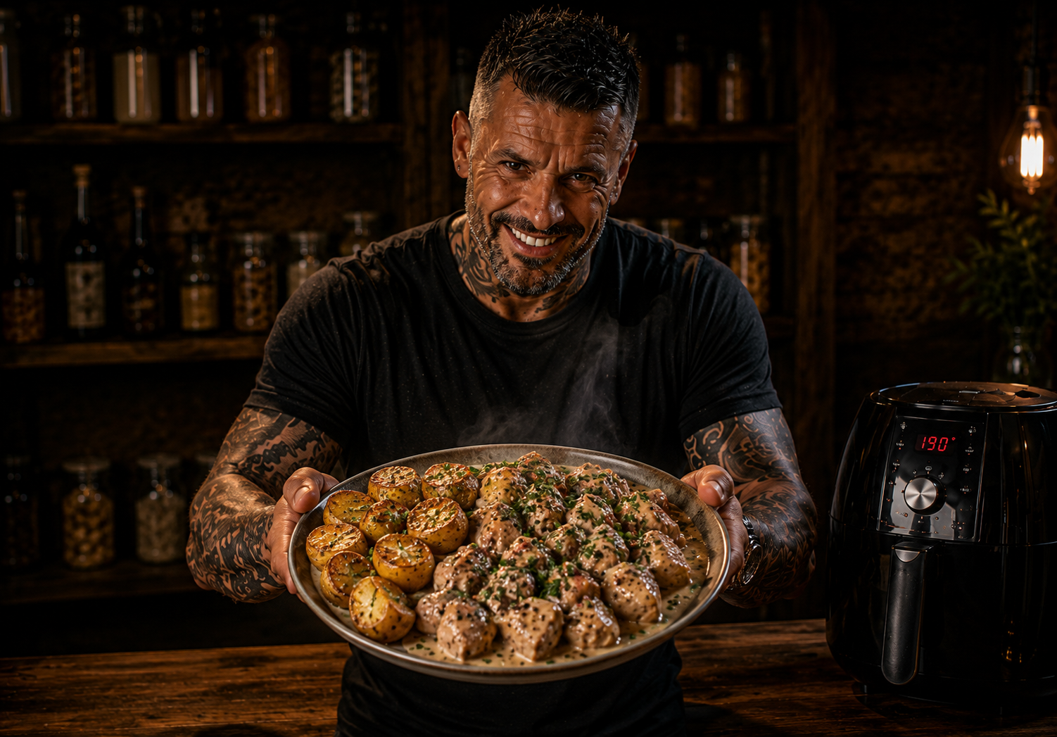 Air-Fryer Creamy Peppercorn Chicken Potato Pots