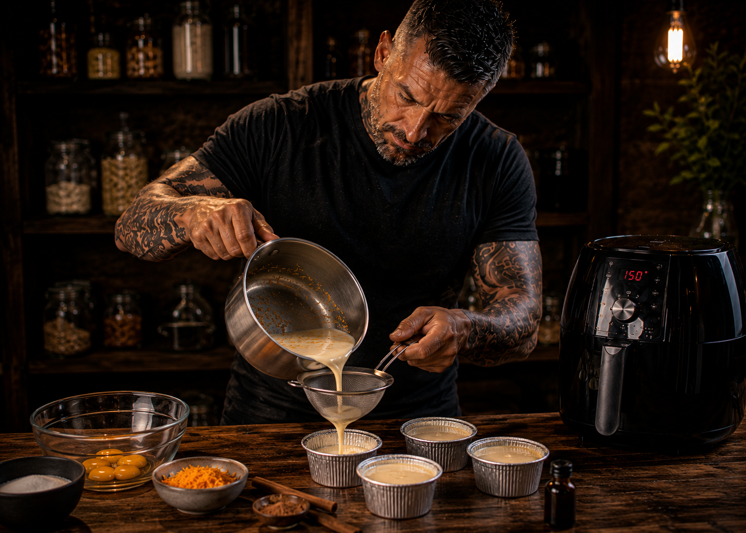 Air-Fryer Crema Catalana Custard Pots preparation stage