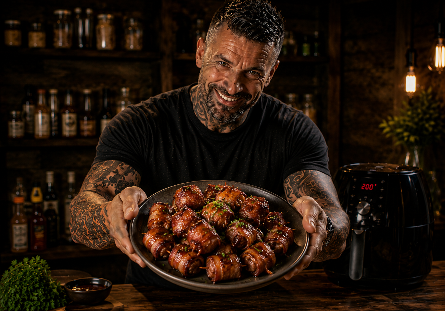 Air-Fryer Crispy Bacon-Wrapped Pork Bites