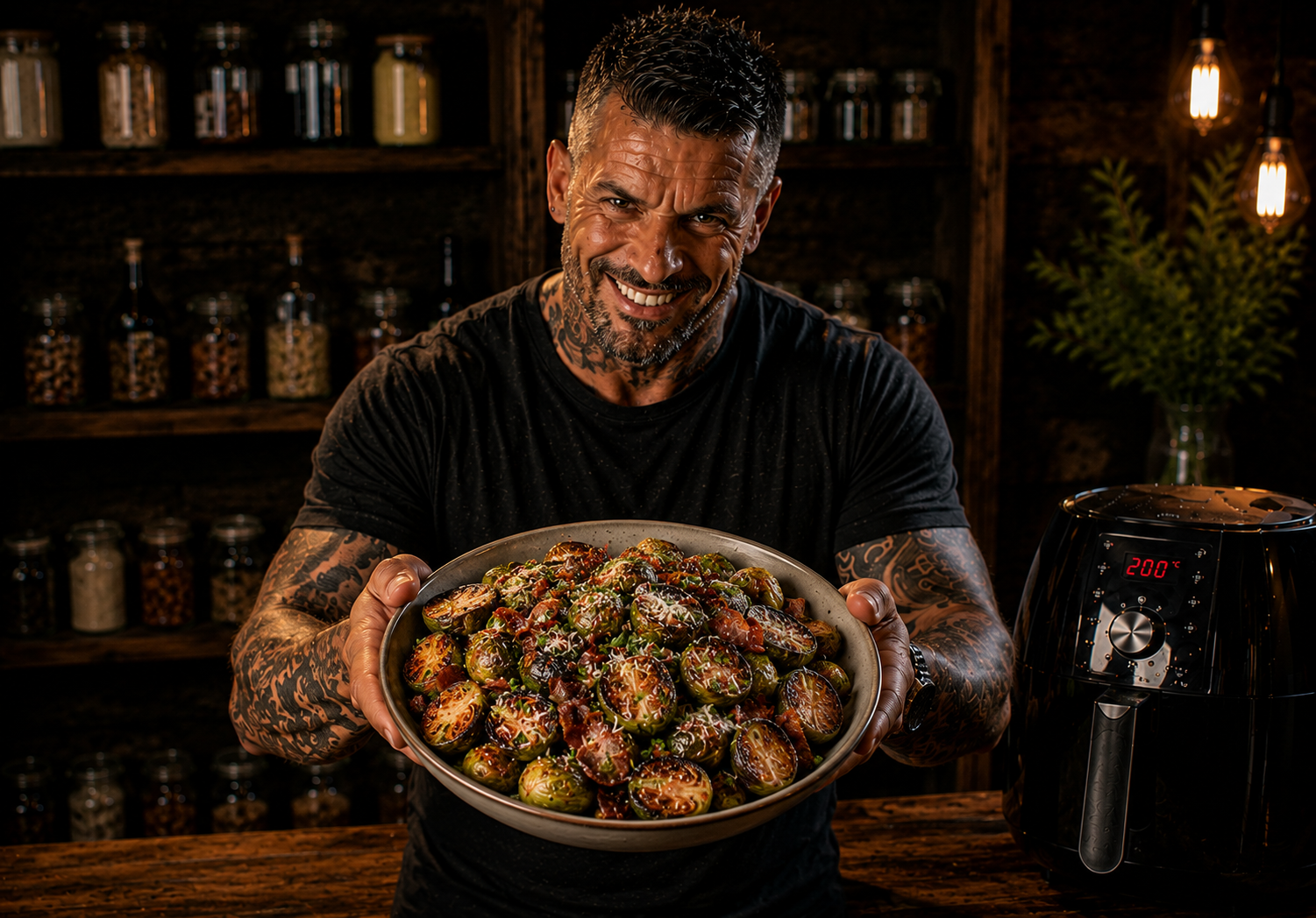 Air Fryer Crispy Burnt-end Brussels Sprouts