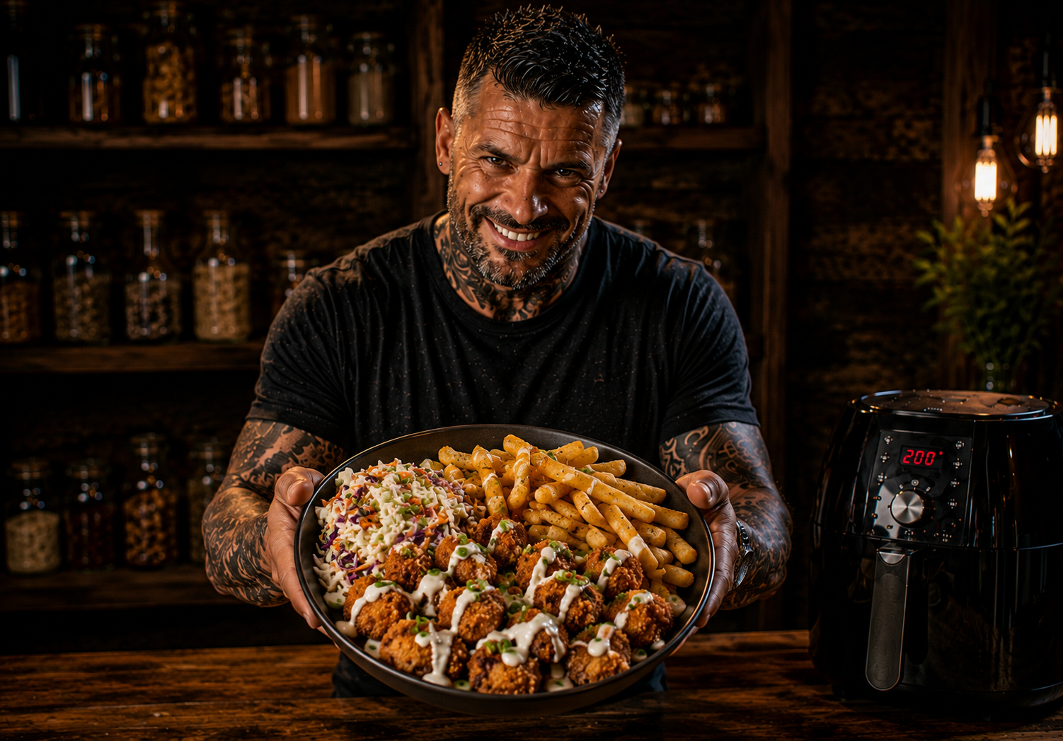 Air-Fryer Crispy Ranch Chicken Popcorn Bowls