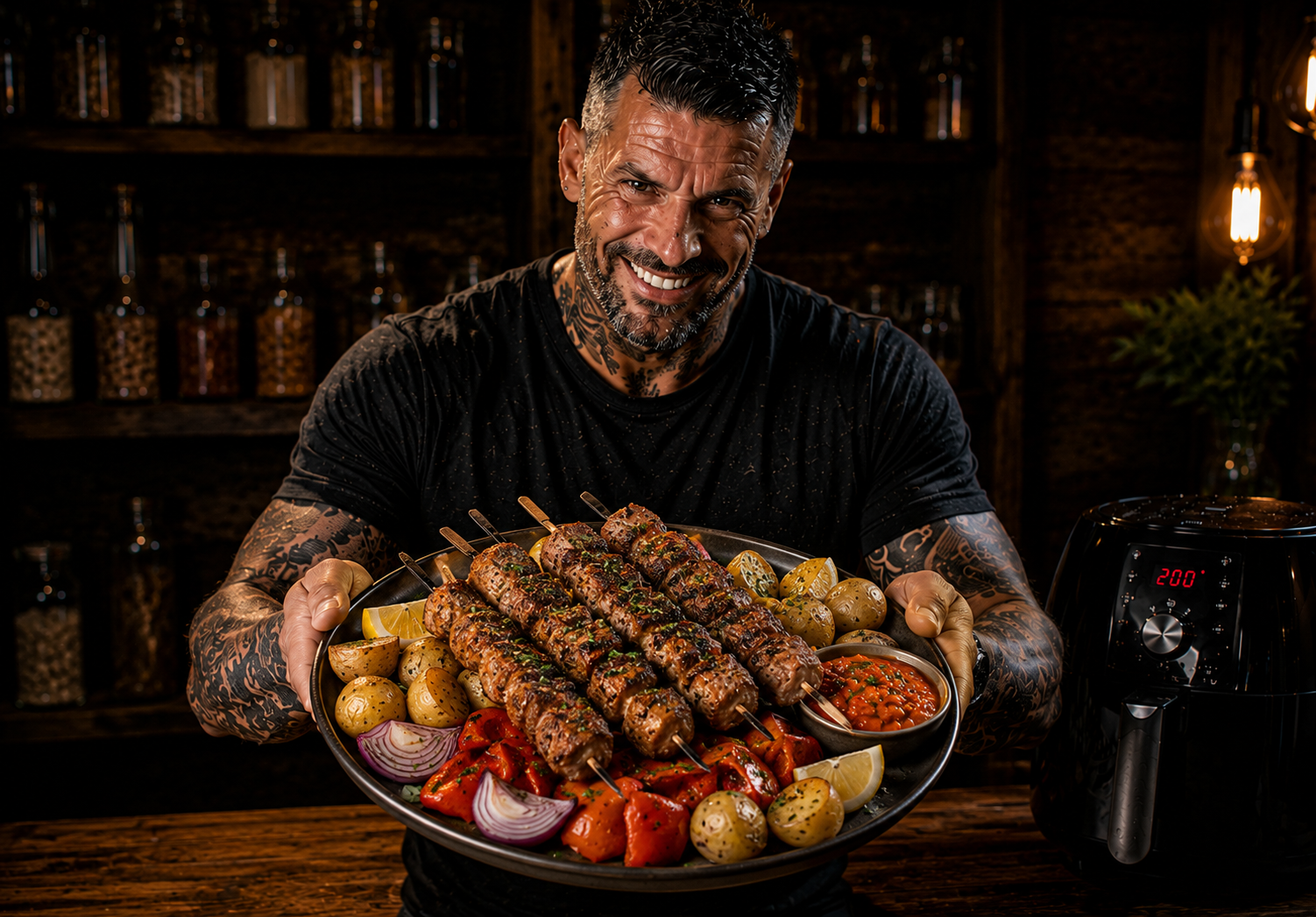 Air-Fryer Croatian Black Pepper Pork Skewer Trays