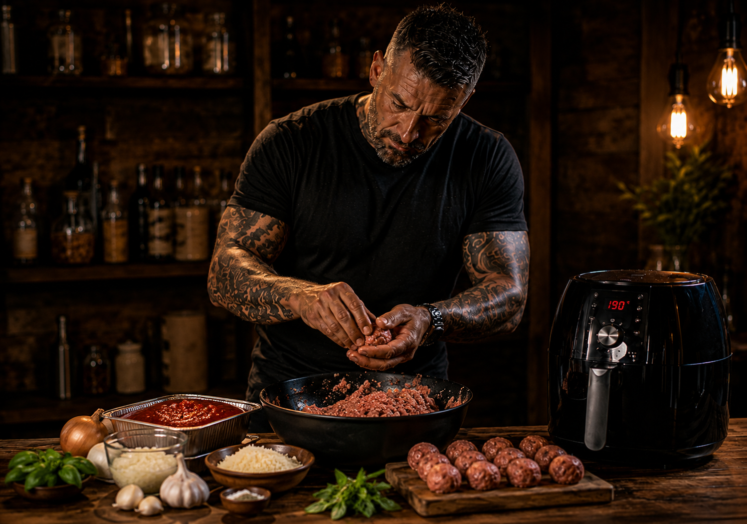 Air-Fryer Cumin Lamb Street Skewers preparation stage