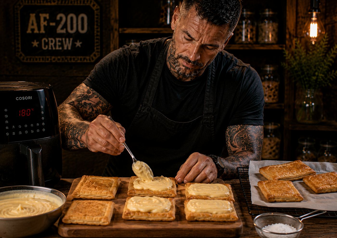 Air-Fryer Custard-filled Vanilla Slices preparation stage