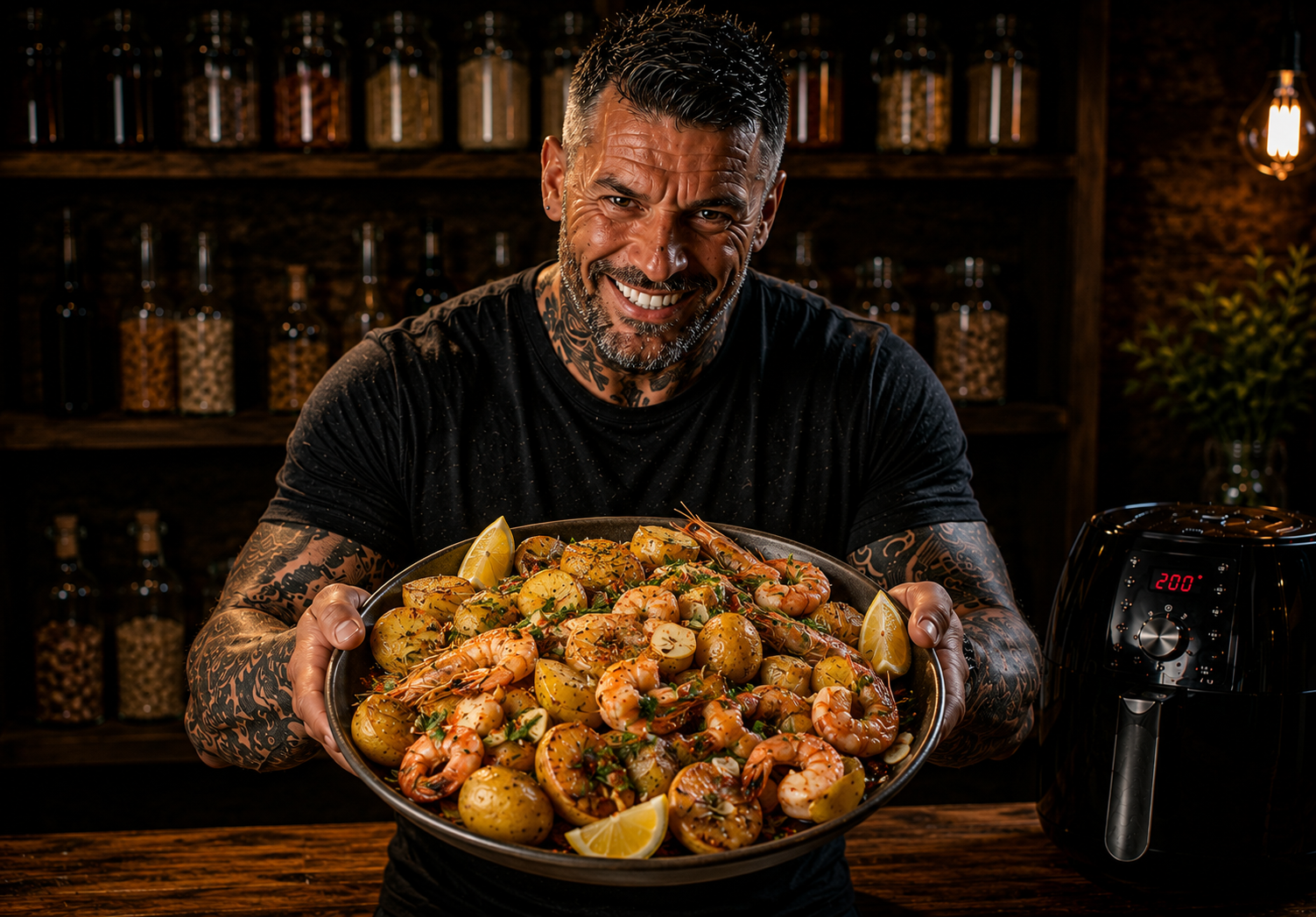 Air-Fryer Dalmatian Garlic Prawn Potato Pots
