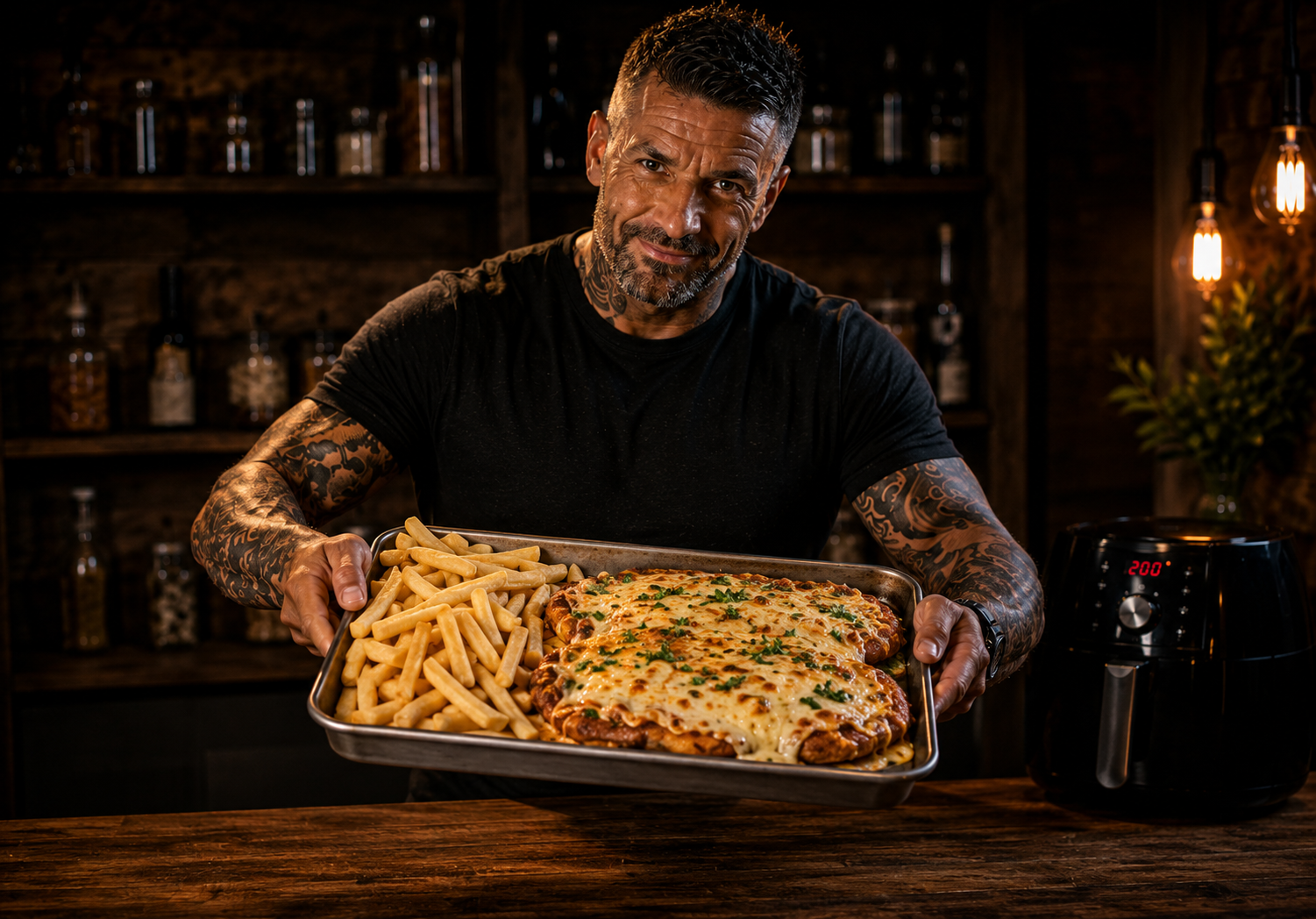 Air-Fryer Dirty Chicken Parmo Trays