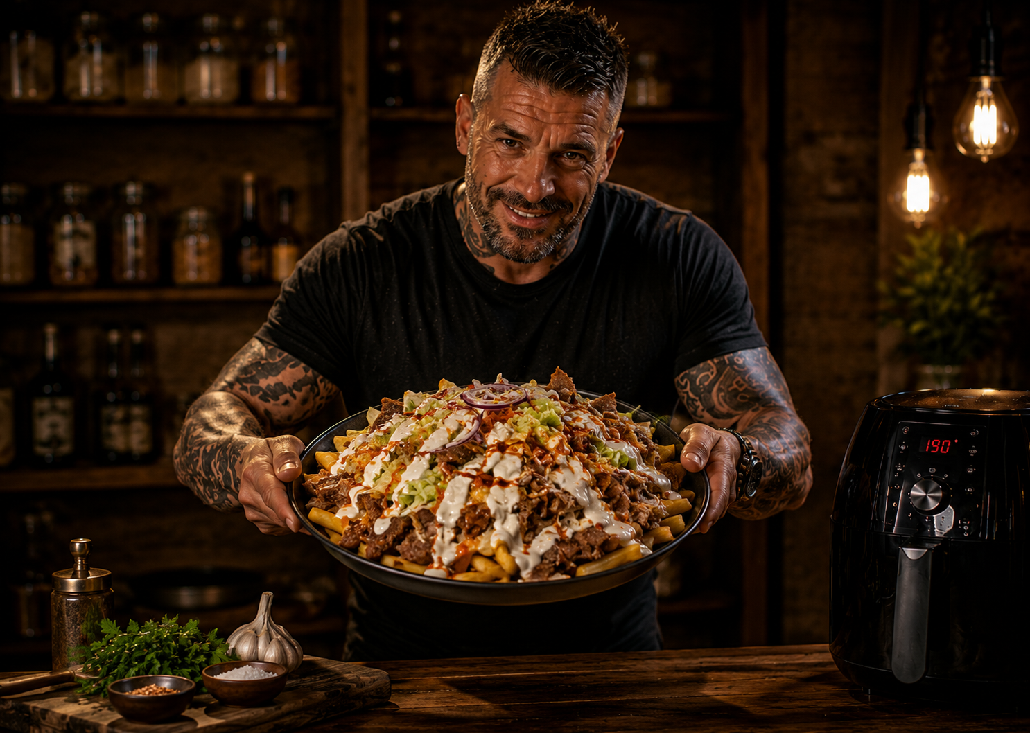 Air-Fryer Doner Meat Loaded Fries