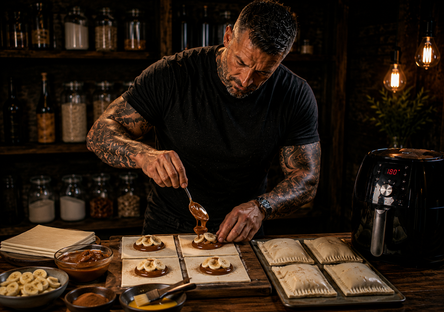 Air-Fryer Dulce de Leche Banana Parcels preparation stage