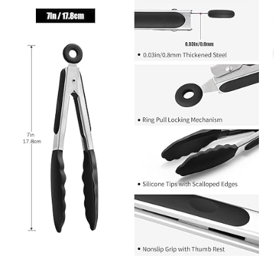 Silicone kitchen tongs for safe air fryer handling