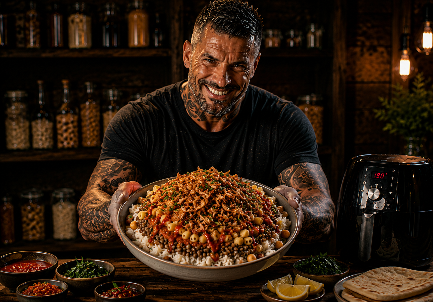 Air-Fryer Egyptian Koshari Loaded Rice Pots