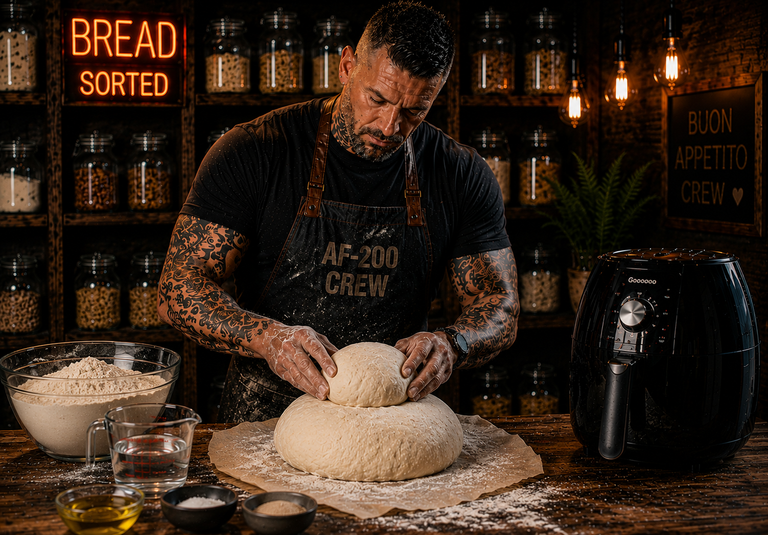 Air-Fryer English Cottage Loaf preparation stage