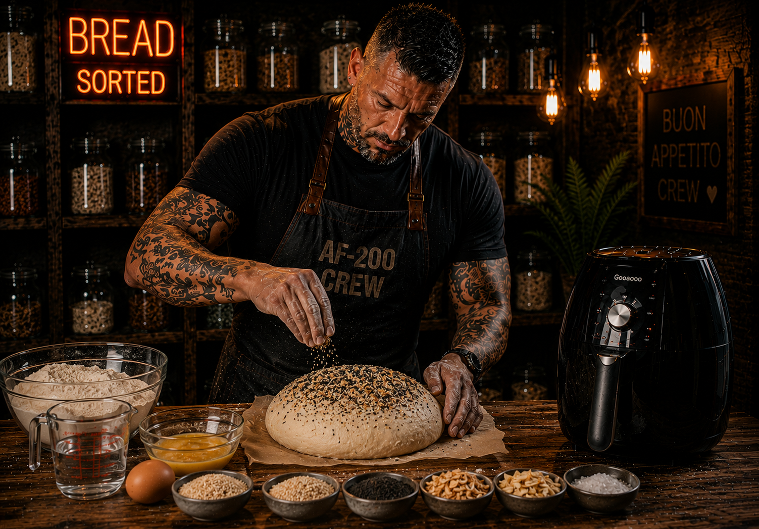 Air-Fryer Everything Bagel Bread preparation stage