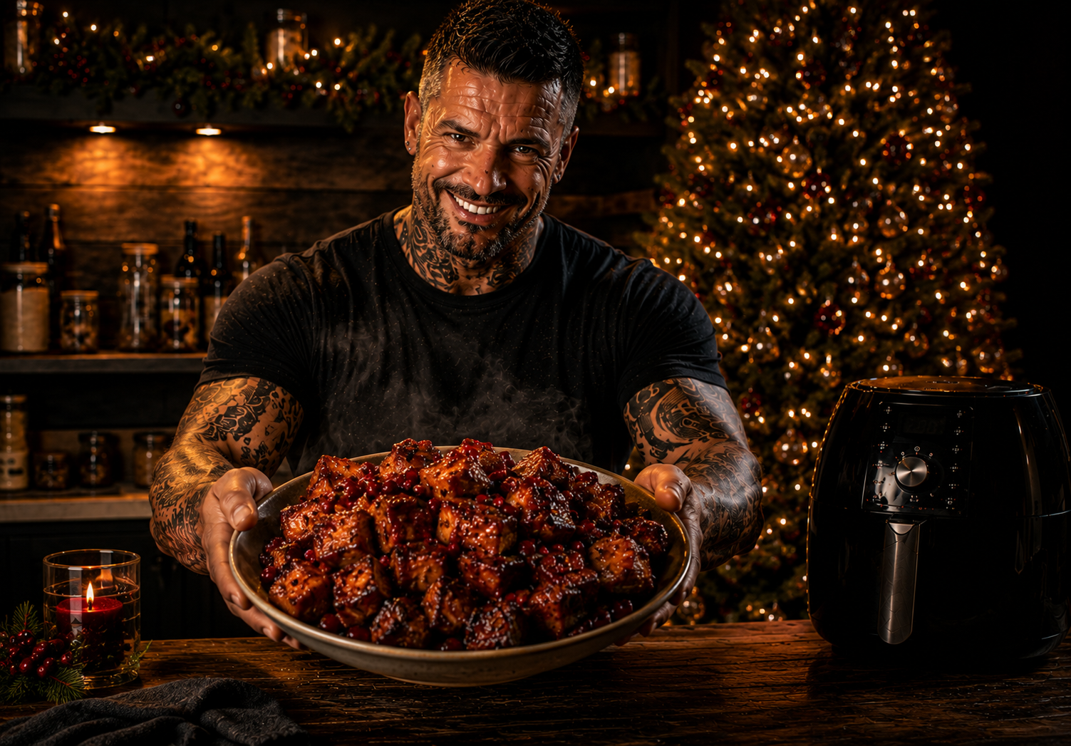 Air-Fryer Festive Pork Belly Burnt Ends