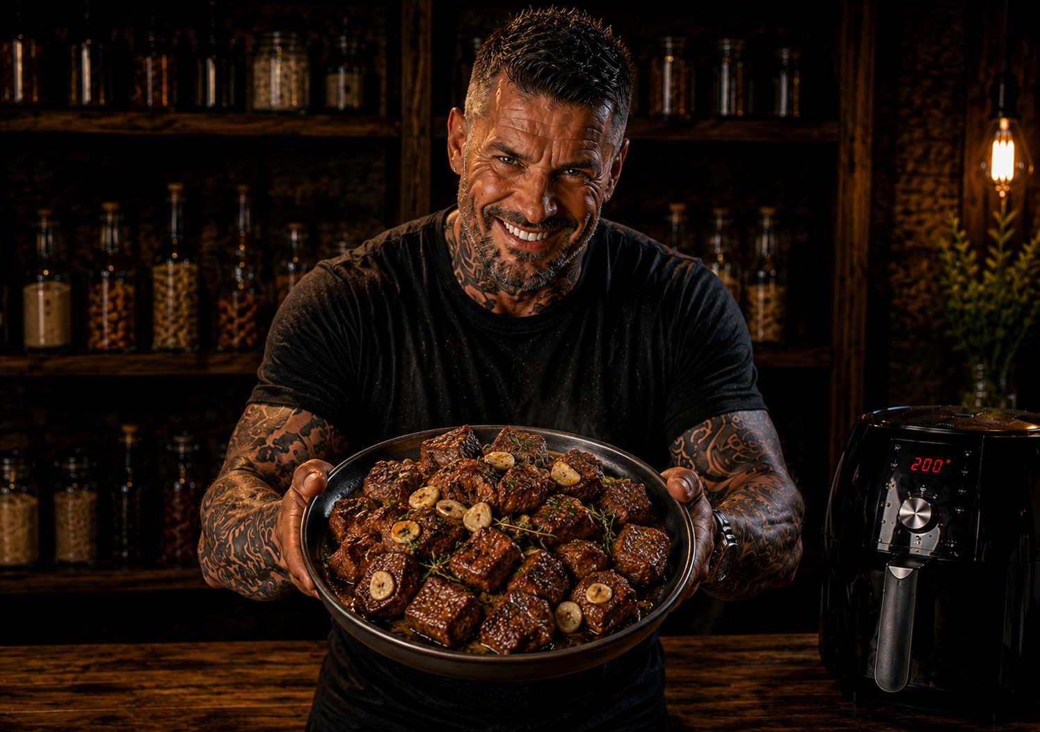 Air-Fryer Firepit Garlic Butter Steak Bites
