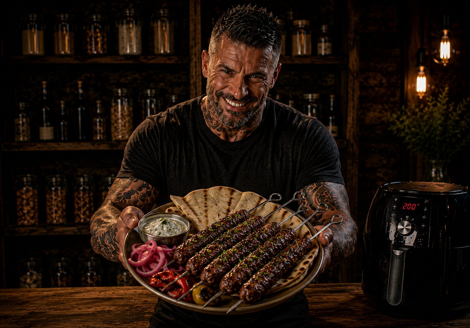 Air Fryer Firepit Lamb Kofta Skewers