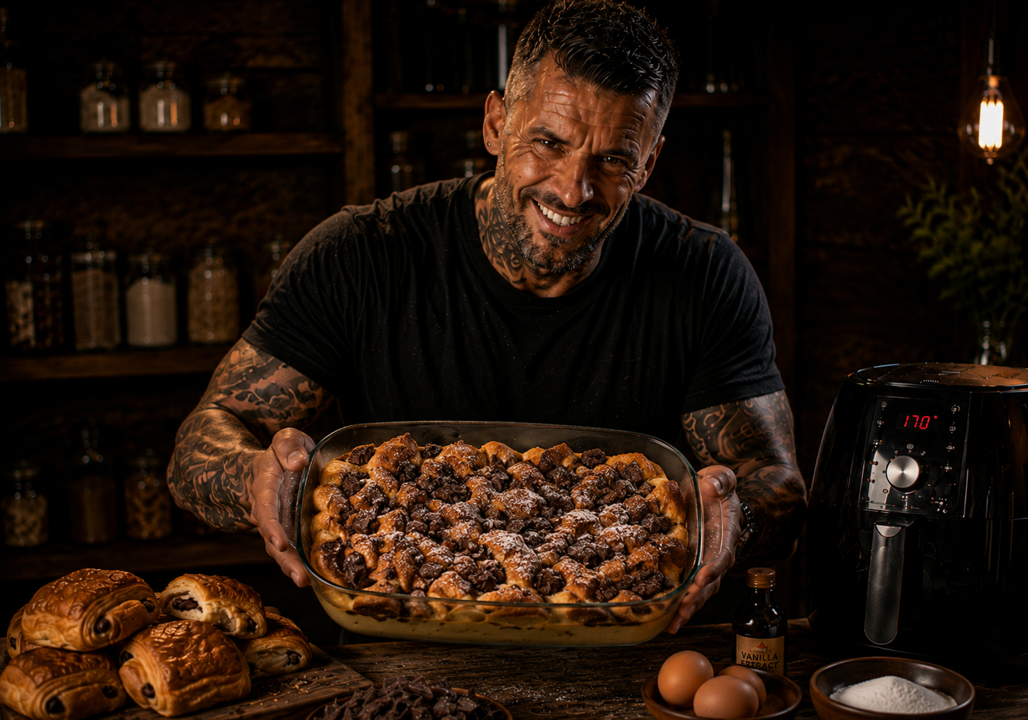 Air-Fryer French Pain Au Chocolat Pudding