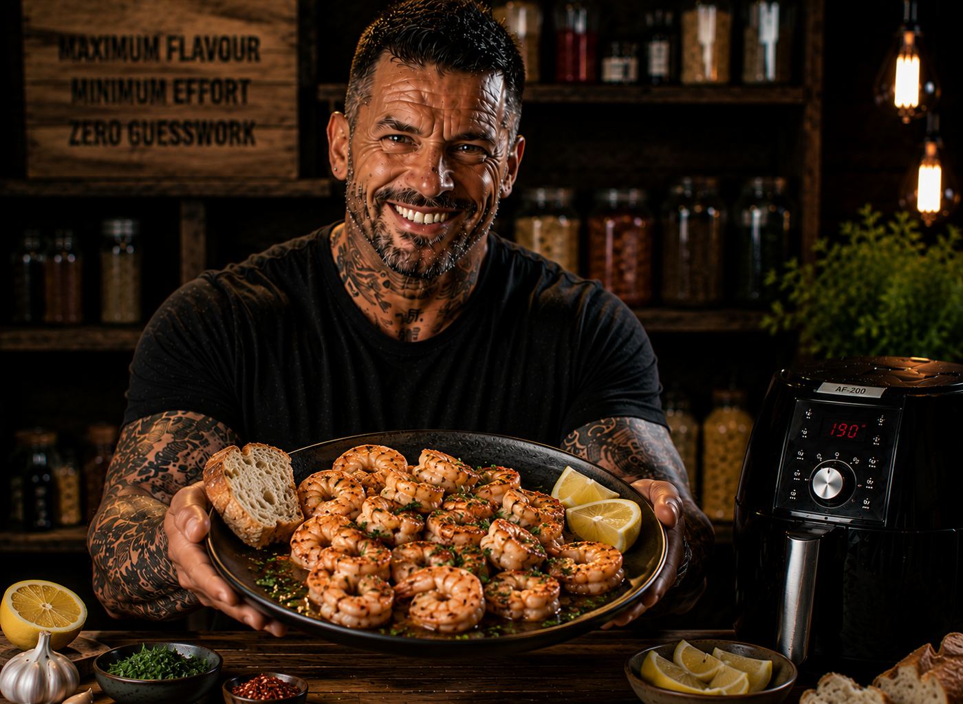 Air-Fryer Garlic Butter King Prawn Trays