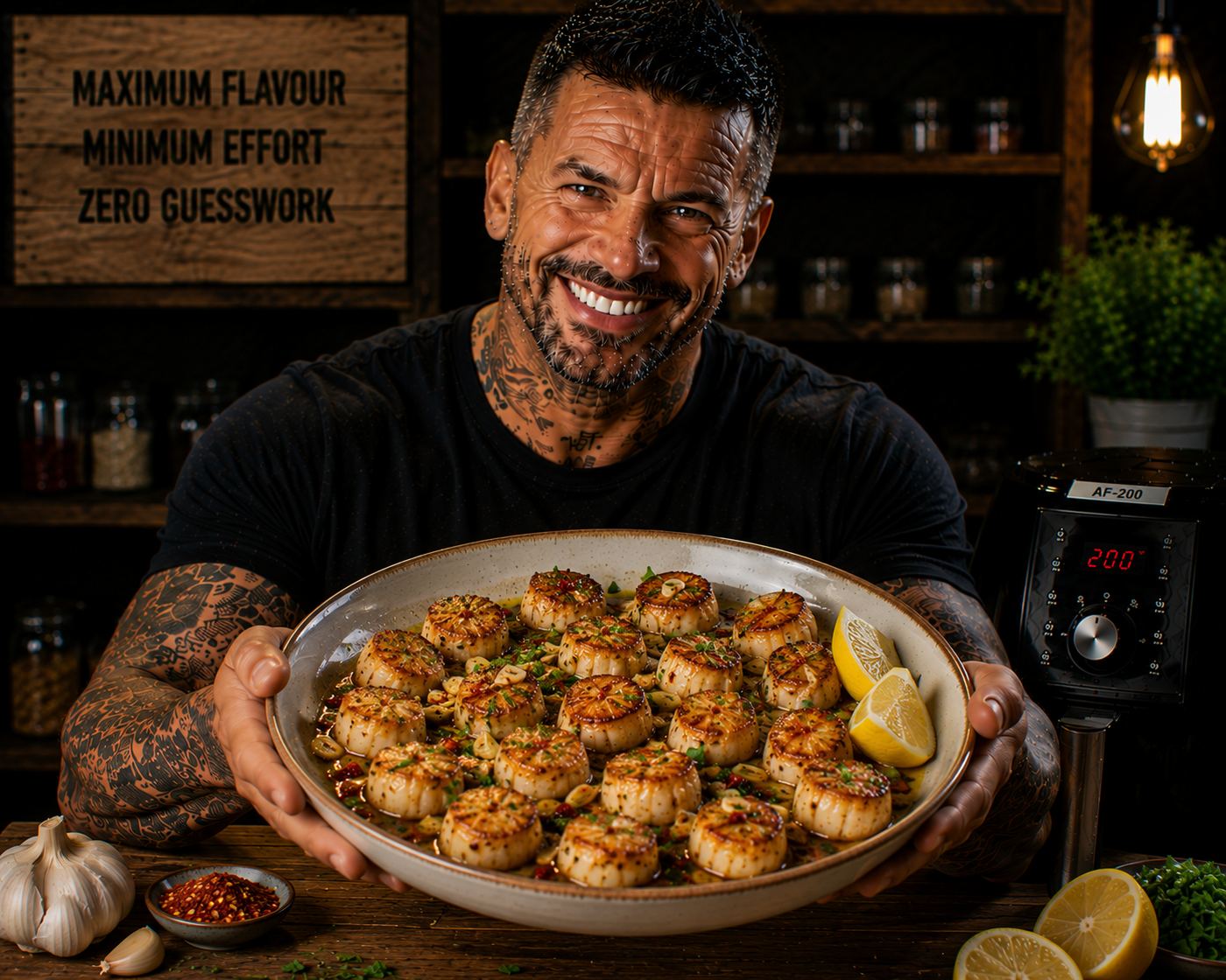 Air-Fryer Garlic Chilli Scallop Bites