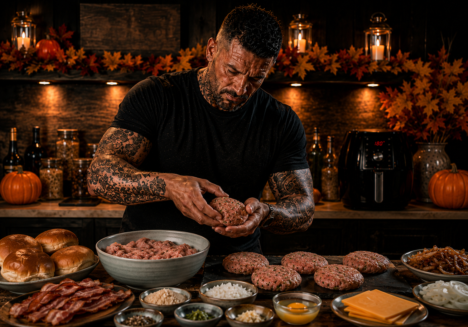 AIR-FRYER GRAVY-DIPPED TURKEY BURGER MELTS preparation stage
