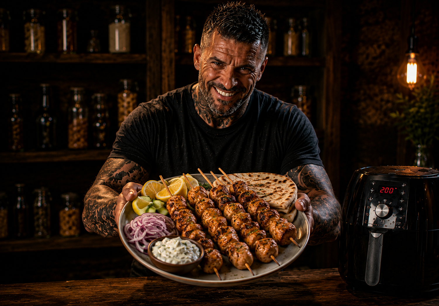 Air-Fryer Greek Lemon Oregano Chicken Skewers