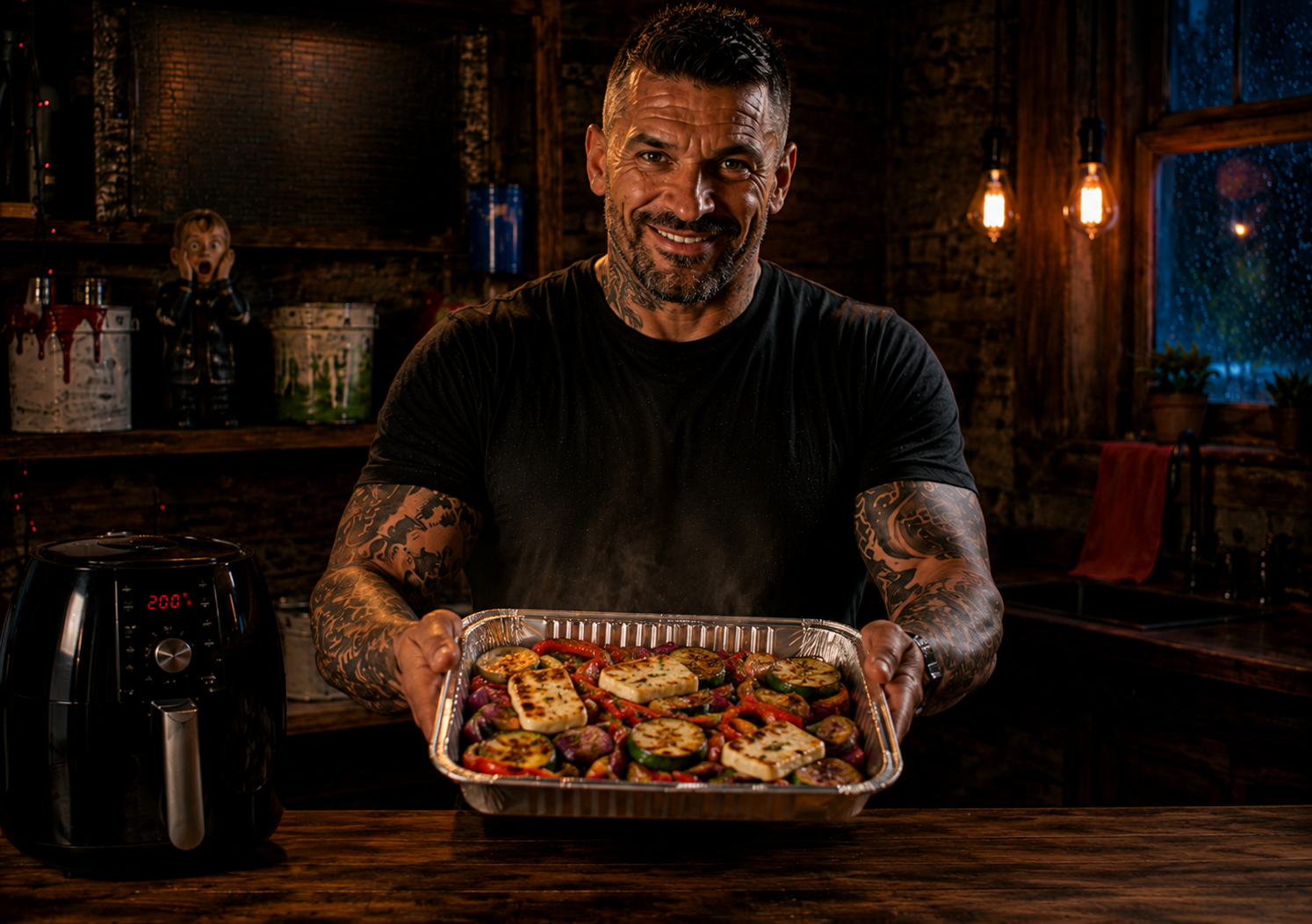 Air-Fryer Halloumi & Mediterranean Flatbread