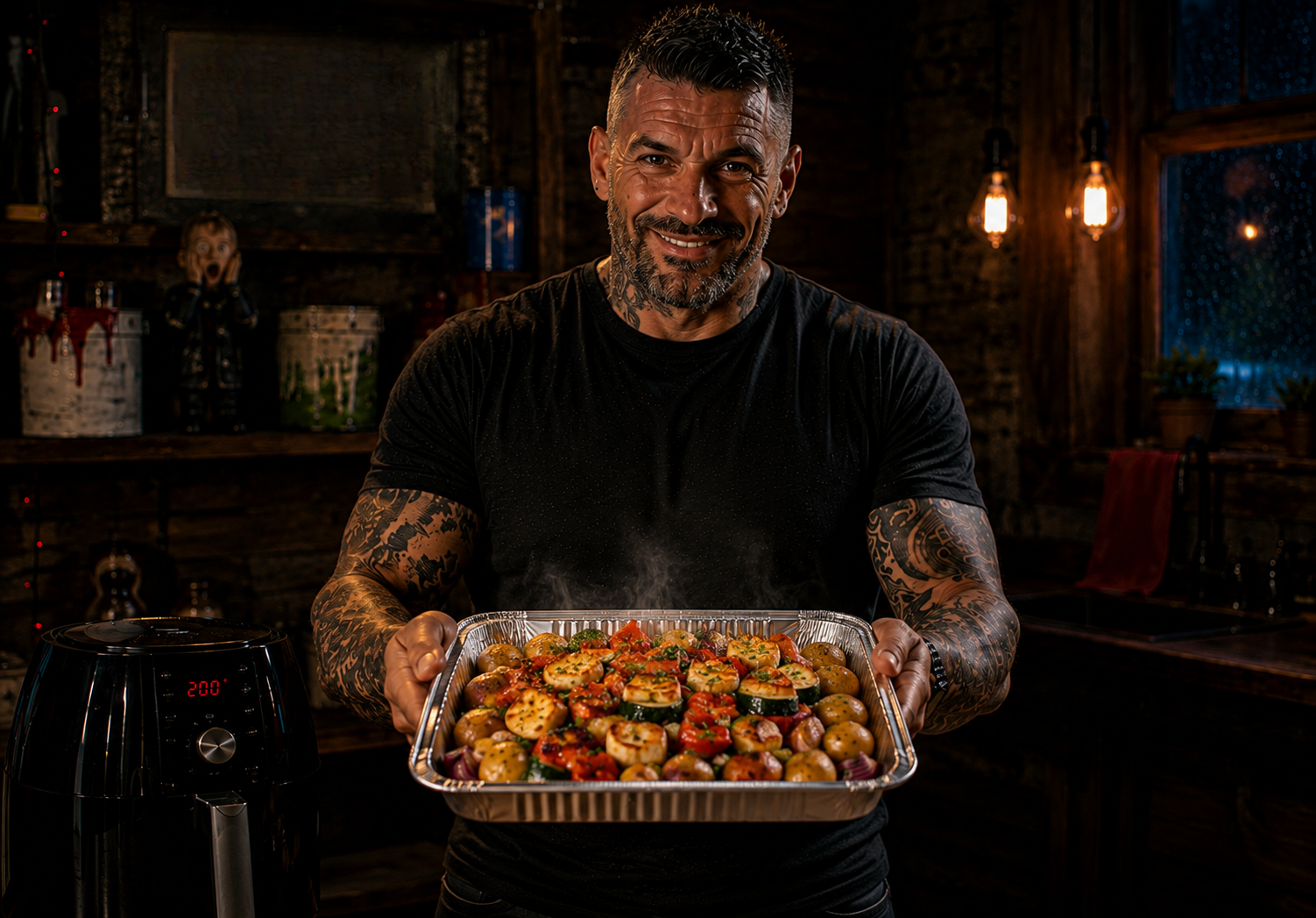 Air-Fryer Halloumi & Mediterranean Vegetable Tray