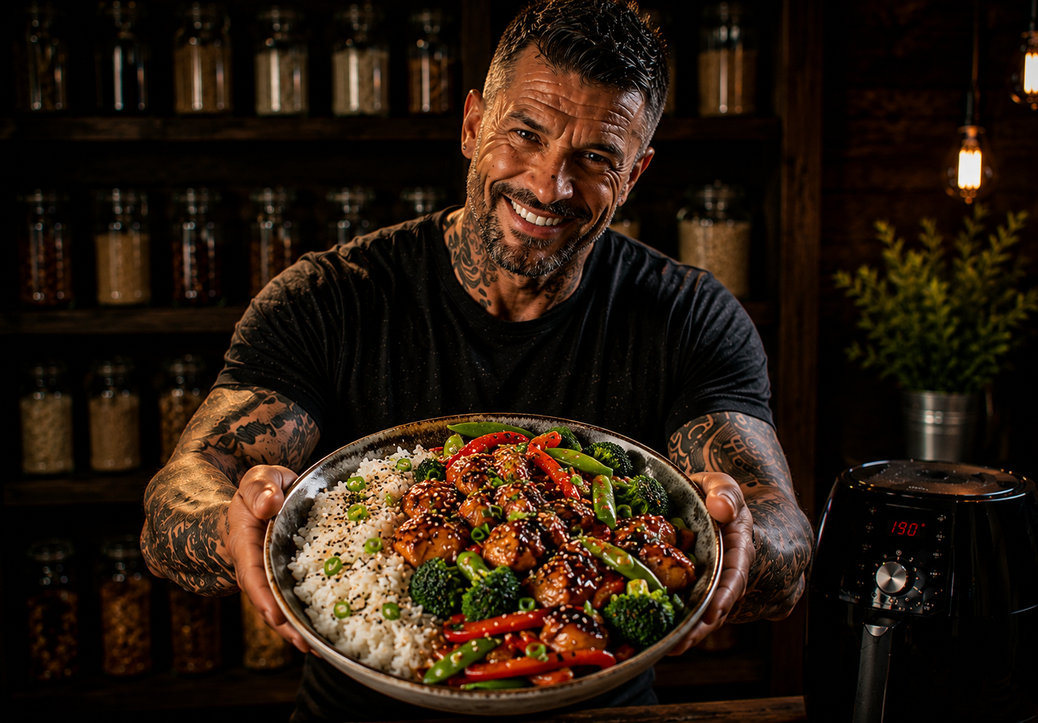 Air-Fryer Honey Garlic Sesame Chicken Bowls