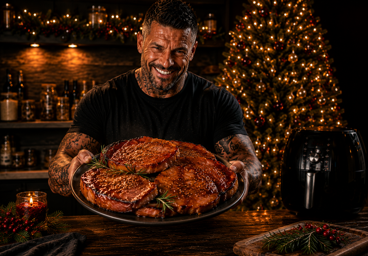 Air-Fryer Honey Mustard Gammon Steaks